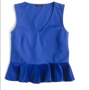 NWT J Crew Royal Blue Peplum Tank Velvet